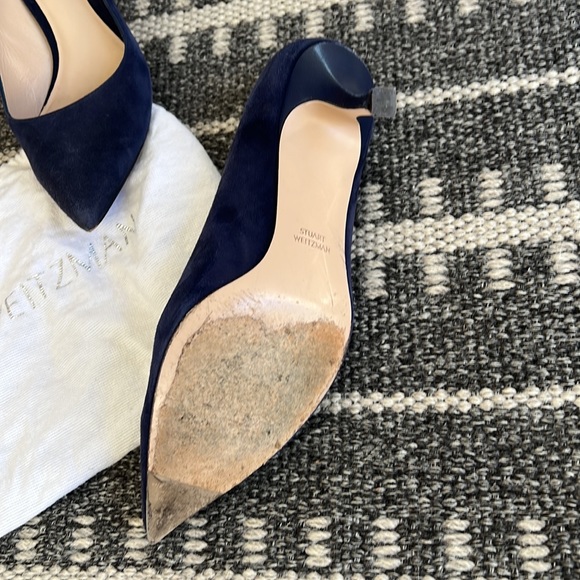 Stuart Weitzman “Stuart 85” Navy Suede Pump - 9 - Picture 5 of 12